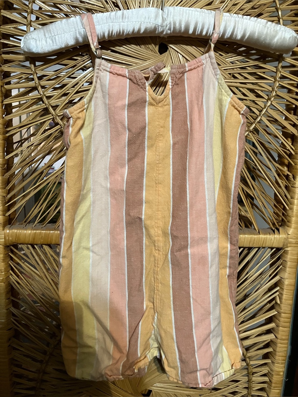 Billabong Girls' Striped Pink, Yellow & Brown Romper